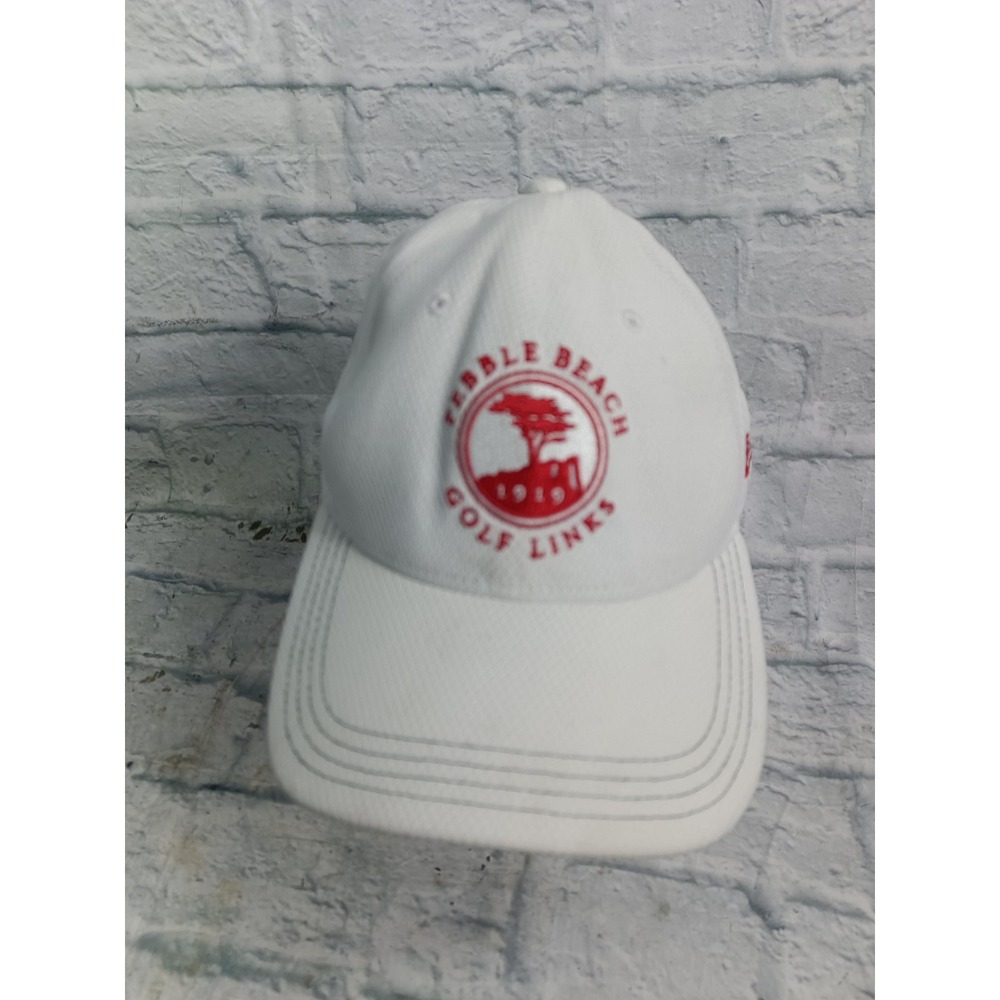 Pebble Beach New Era Hat Cap Strap Back One Size White Mesh Golf Adjustable  #11